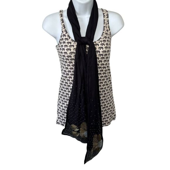 NEW Chico’s Embellished Scarf 100% Viscose Black Sequins Beading 70” x 8” - Picture 1 of 11